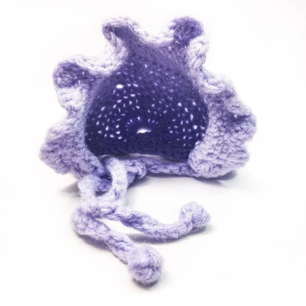 VTG Hand Knit Lavender Baby Bonnet and Booties Sz 0 Newborn